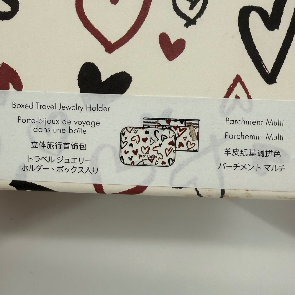Kate Spade Staci Scribble Heart Travel Jewelry Holder Box Parchment Multi NEW - Picture 7 of 10